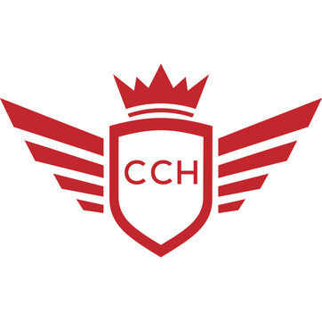 Royal Shield Logo with Wings and Crown &ndash; CCH Elite Security or Premium Brand Identity Design. CCH Letter Logo.
