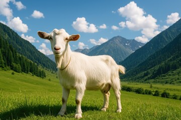 Fototapeta premium Mountain goat roaming through the valley