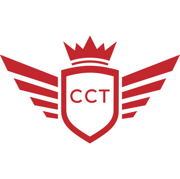 Royal Shield Logo with Wings and Crown &ndash; CCT Elite Security or Premium Brand Identity Design. CCT Letter Logo.
