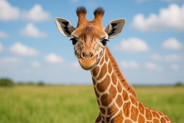 Naklejka premium Giraffes are gentle and adorable, not intimidating.