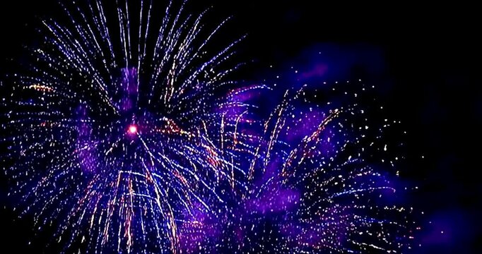 Firework explosions a computer designed as a seamless loop with a black background