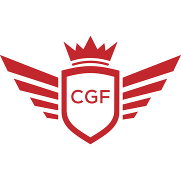 Royal Shield Logo with Wings and Crown &ndash; CGF Elite Security or Premium Brand Identity Design. CGF Letter Logo.
