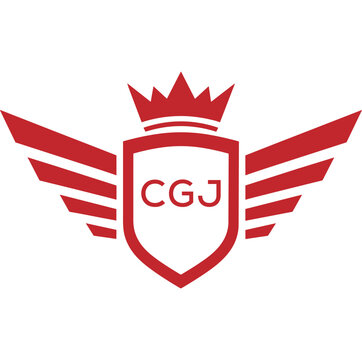 Royal Shield Logo with Wings and Crown &ndash; CGJ Elite Security or Premium Brand Identity Design. CGJ Letter Logo.

