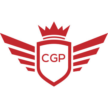 Royal Shield Logo with Wings and Crown &ndash; CGP Elite Security or Premium Brand Identity Design. CGP Letter Logo.
