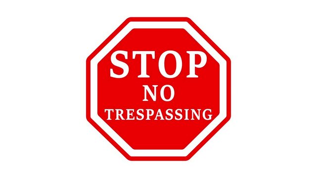 Red stop no trespassing icon animation.Traffic stop sign icon in trendy icon.