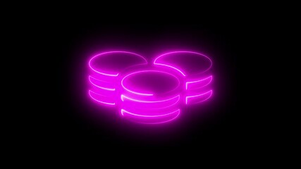 Neon line Financial growth dollar coin icon animation. Increasing revenue concept by neon up arrow coin. Glowing neon line Coin money with dollar symbol icon isolated on black background.  - Powered by Adobe
