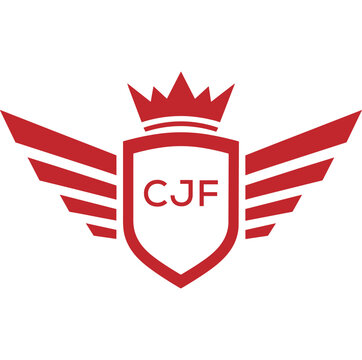 Royal Shield Logo with Wings and Crown &ndash; CJF Elite Security or Premium Brand Identity Design. CJF Letter Logo.
