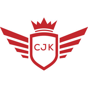 Royal Shield Logo with Wings and Crown &ndash; CJK Elite Security or Premium Brand Identity Design. CJK Letter Logo.
