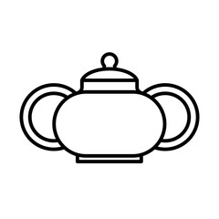 Sugar bowl with lid. Kitchenware icon. Line vector kitchen utensil and tool. Cutlery illustration