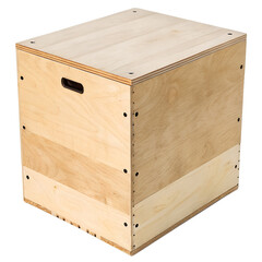 Wooden plywood box isolated on transparent background