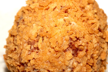 Crispy Scotch Egg Batter Fried Golden Close up with runny yolk