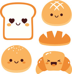 Sweet Bread & Donut Characters &ndash; Cartoon Vector Set