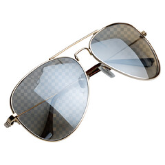 Silver aviator sunglasses isolated on transparent background