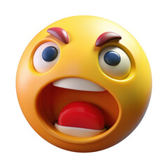 Shocked emoji face isolated on transparent background