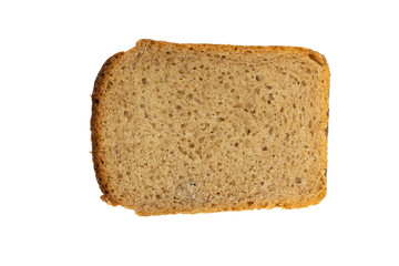 Close-Up of Single Slice of Whole Wheat Bread on Transparent Background