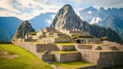 Obraz premium Ancient Andean city nestled in mountains