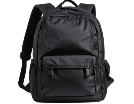  Firefly_Modern black backpack standing on transparent background, perfect for students and pr