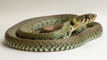 Fototapeta premium Grass Snake on studio background