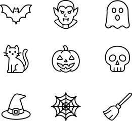 Halloween Icon Set – Line Art Collection
