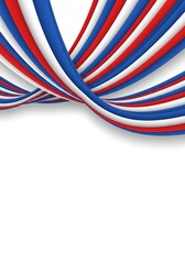 Obraz premium Dynamic wavy ribbons in patriotic red, white, and blue creating an abstract border on a clean white background, ideal for national holiday designs and festive celebrations