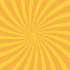 Obraz premium Sun ray light. Circus background of spiral yellow orange rays vector. Effect curves rays. Radiate sunlight. Vintage stripes halftone radial wallpaper for poster, banner. Vector illustration.