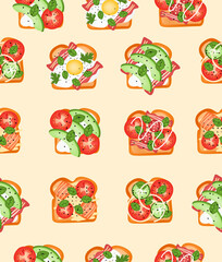 Sandwich pattern on a beige background.