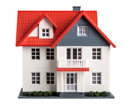  Toy Plastic Apartment Building with Roof, isolated on transparent background PNG