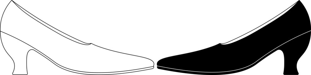 side view Spool heel shoe icon set