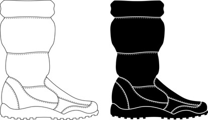 side view Snow boot icon set