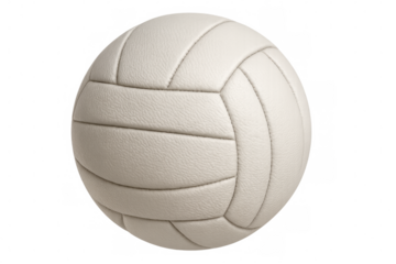 Classic white volleyball ball rotating, perfect for sports-related projects, with transparent background for easy integration