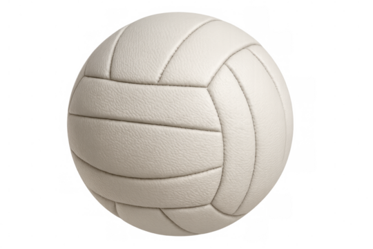 Classic white volleyball ball rotating, perfect for sports-related projects, with transparent background for easy integration
