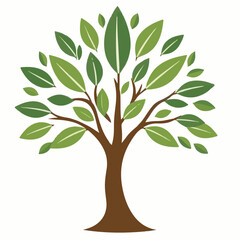 A vibrant vector illustration of a healthy tree with a sturdy brown trunk and numerous green leaves, symbolizing nature, growth, and vitality.