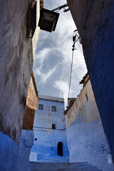 The blue city of Chefchaouen, Morocco. Houses of old medina painted in blue