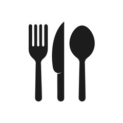 Utensils icon set spoon fork and knife restaurant dinner utensil cutlery vector symbol lunch tableware pictogram in black and outlined 