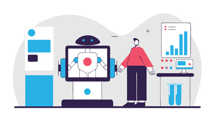 work wiHuman and Robot Working Together – Vector Illustration
Collaboration Between Robot and Worker – Flat Vector Art