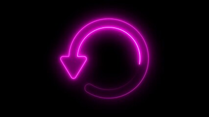 Glowing neon line refresh icon Animation. Reload symbol, update, circle arrow, refresh, reload animation. 4k animation video.