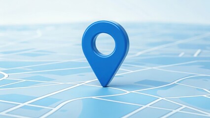 Abstract Blue GPS Pointer on 3D Map Navigation Background Ambiance