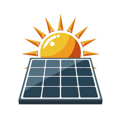 Solar panel with sun, renewable energy concept
