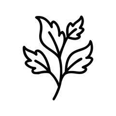 Simple herb sprig illustration. Line art herb drawing perfect for culinary, cosmetic, or herbal product packaging design. This minimalistic herb graphic is ideal for branding, labels.