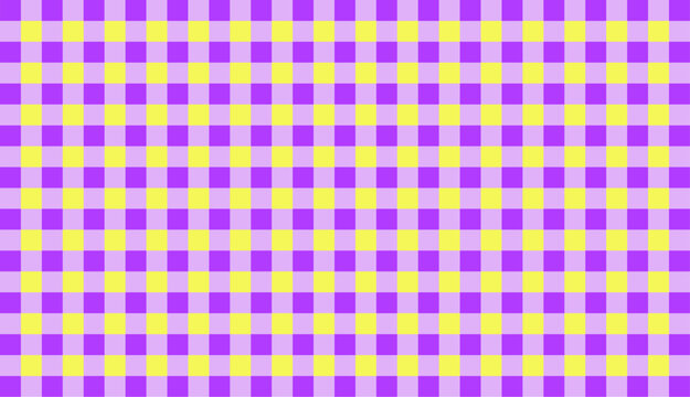 Purple Yellow gingham seamless pattern background motif squares gingham shape can used for banner, fabric, backdrop, tablecloth, clothing, shirt, gown, paper, bedding, blanket and other textile	