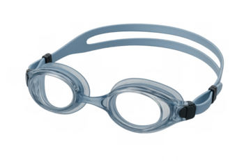 Transparent swimming goggles with adjustable strap, providing secure, comfortable fit for competitive swimmers and water sports participants