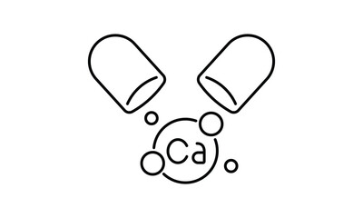 Calcium food supplement outline icon isolated on transparent background flat vector illustration. EPS 10	