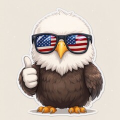 Bald Eagle with Sunglasses and Thumbs Up