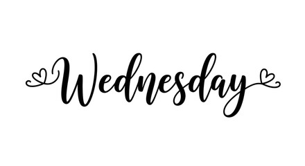 Fototapeta premium Wednesday illustrated in a delicate script font on a black background creating a simple, yet elegant typographic design.