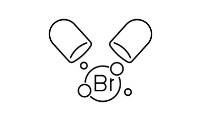 Bromine food supplement outline icon isolated on transparent background flat vector illustration. EPS 10	