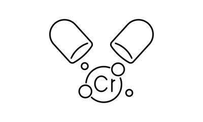 Chromium food supplement outline icon isolated on transparent background flat vector illustration. EPS 10	