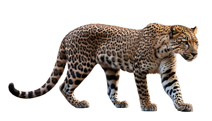 Obraz premium Walking Leopard PNG Transparent Background - Spotted Big Cat Predator Wildlife Animal Vector Illustration Graphic Design Element for Safari Nature Wildlife Projects