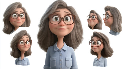 3d set of a woman in casual clothes in different poses illustration in a 3d cartoon style. Fashion teen girl model vector characters set wearing stylish dress with different hairstyles vector.