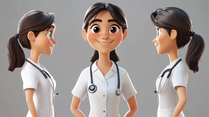 3d set of a woman in casual clothes in different poses illustration in a 3d cartoon style. Fashion teen girl model vector characters set wearing stylish dress with different hairstyles vector.