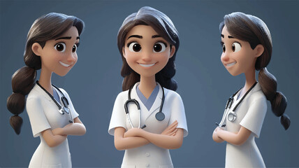 3d set of a woman in casual clothes in different poses illustration in a 3d cartoon style. Fashion teen girl model vector characters set wearing stylish dress with different hairstyles vector.